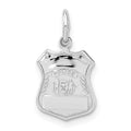 14k White Gold POLICE Badge Charm, 18.5 x 11 mm