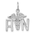 14k White Gold RN Registered Nurse Charm, 20 x 20 mm