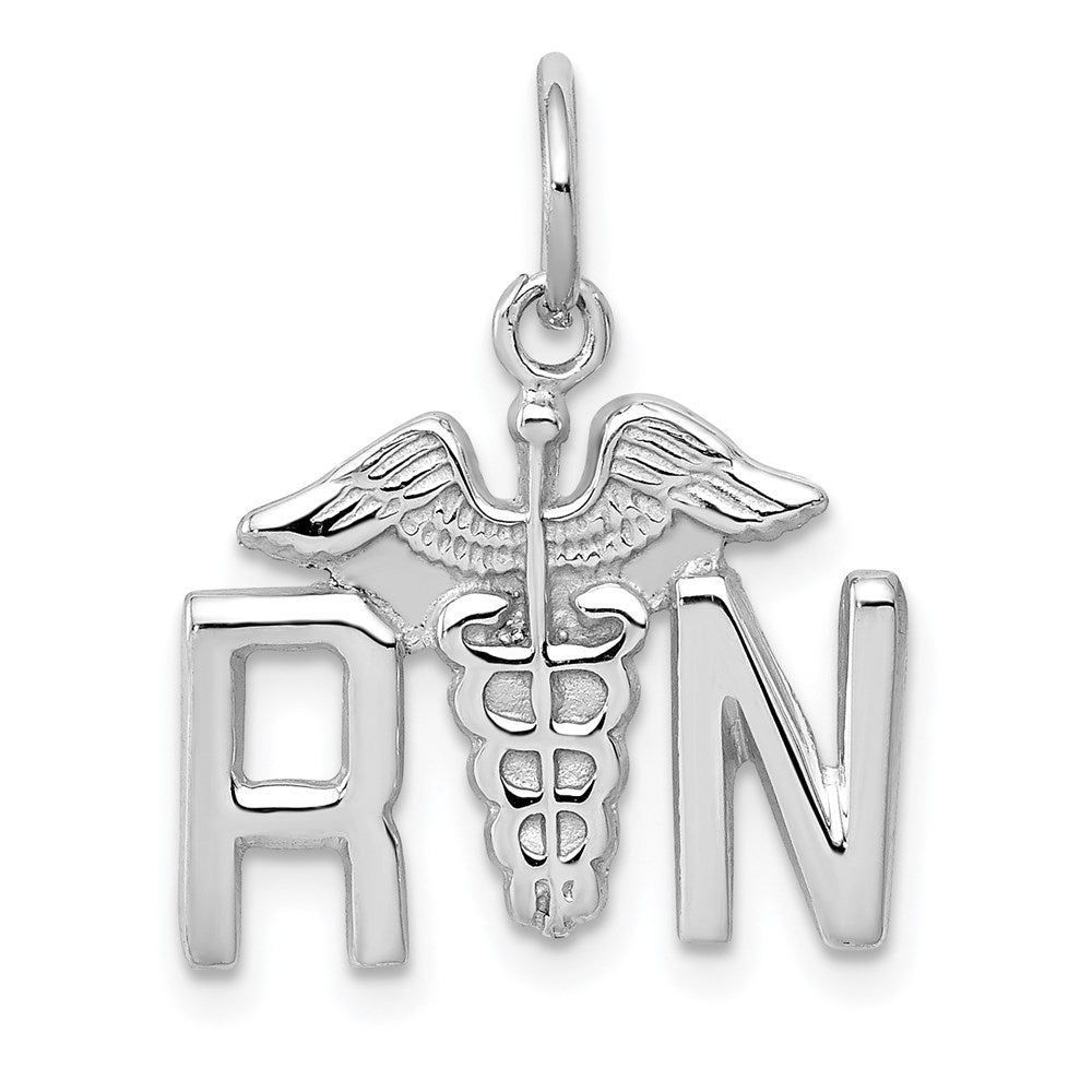 14k White Gold RN Registered Nurse Charm, 20 x 20 mm