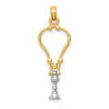 14k Two-Tone 3-D Stethoscope Pendant, 32 x 11 mm