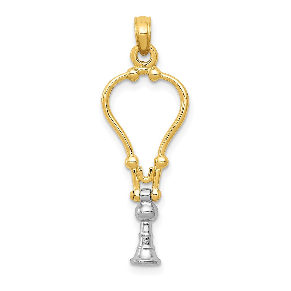 14k Two-Tone 3-D Stethoscope Pendant, 32 x 11 mm