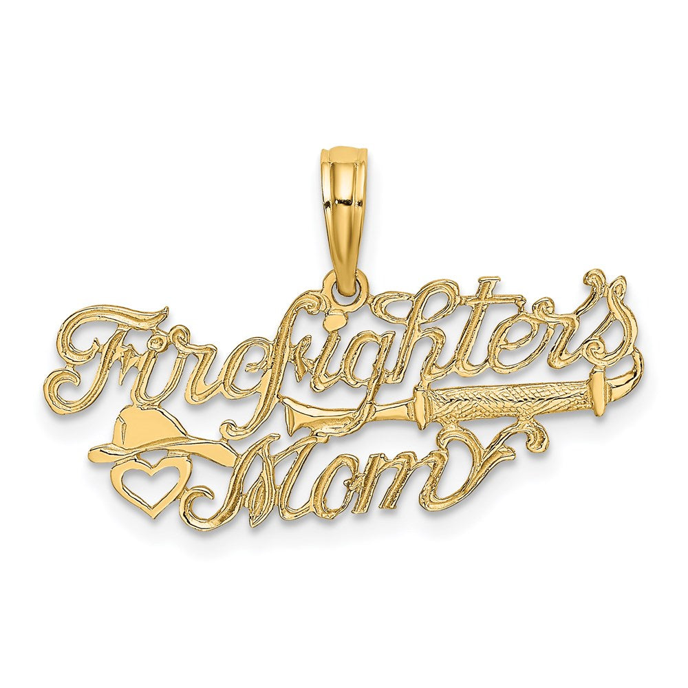 14k FIREFIGHTER'S MOM Charm, 10.6 x 27.8 mm