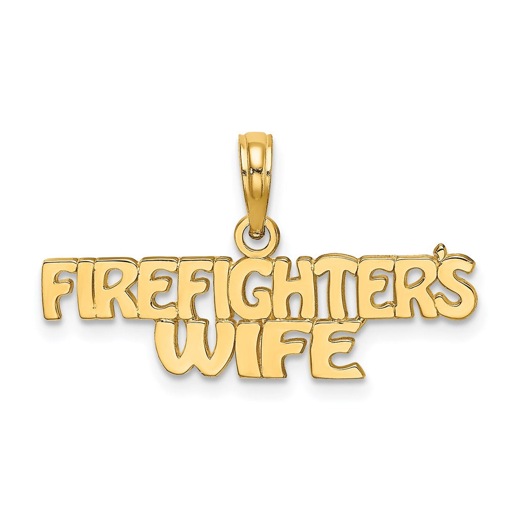 14k FIREFIGHTER'S WIFE Charm, 8 x 27.4 mm