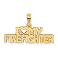 14k I HEART MY FIREFIGHTER Charm, 8.8 x 26.4 mm