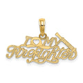 14k I HEART MY FIREFIGHTER Charm, 9.9 x 26 mm