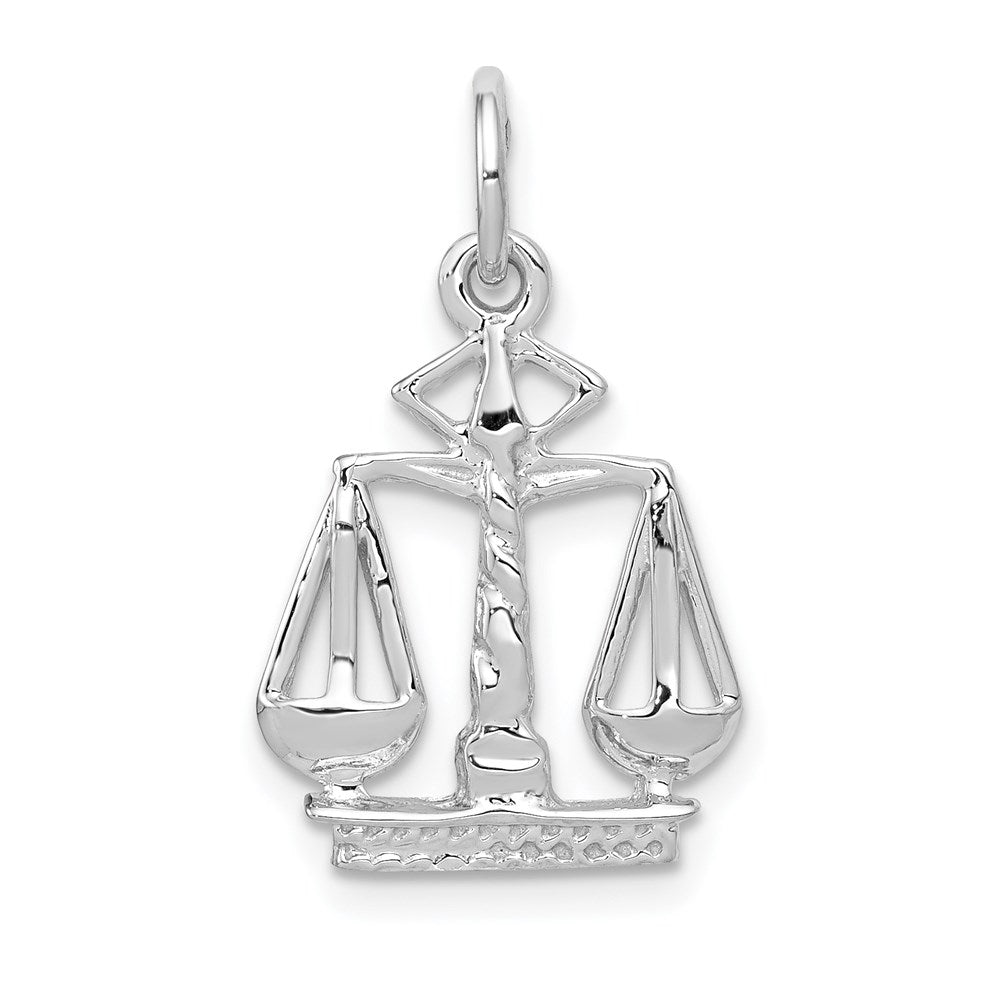 14k White Gold Flat-Backed Scales of Justice Charm, 21 x 13 mm