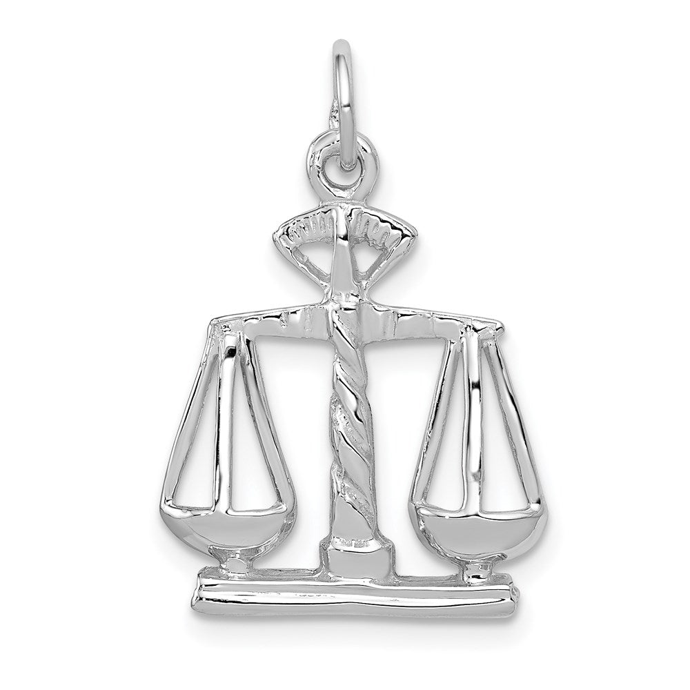 14k White Gold Polished Scales of Justice Charm, 23 x 16.5 mm
