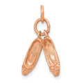 14K Rose Gold Polished 3-D Moveable Ballet Slippers Charm, 20 x 7 mm