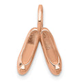 14K Rose Gold Solid Polished 3-D Ballet Slippers Charm, 12 x 5 mm