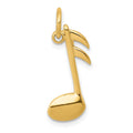 14k Polished Flat-Backed Musical Note Charm, 21 x 10 mm