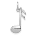 14k White Gold Polished Flat-Backed Musical Note Charm, 21 x 10 mm