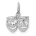 14k White Gold Solid Comedy/Tragedy Charm, 7 x 10 mm