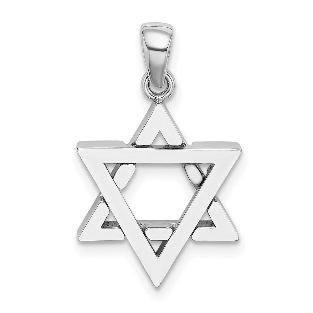 14K White Gold Star Of David Charm, 21.5 mm