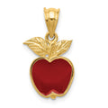 14k Polished Red Enameled Apple Pendant, 20 x 10 mm