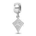 Sterling Silver Rhodium-plated LogoArt Kappa Alpha Theta Kite Bead, 0.77 x 0.47 mm