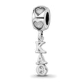 Sterling Silver RH-Plate LogoArt Kappa Alpha Theta Vertical Letters Heart B, 0.57 x 0.2 mm