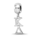 Sterling Silver Rhodium-plated LogoArt Kappa Delta Vertical Letters on Bead, 0.56 x 0.28 mm