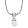 Kelly Waters Rhodium-plated White Simulated Pearl CZ Necklace, 18 x 6.15 mm