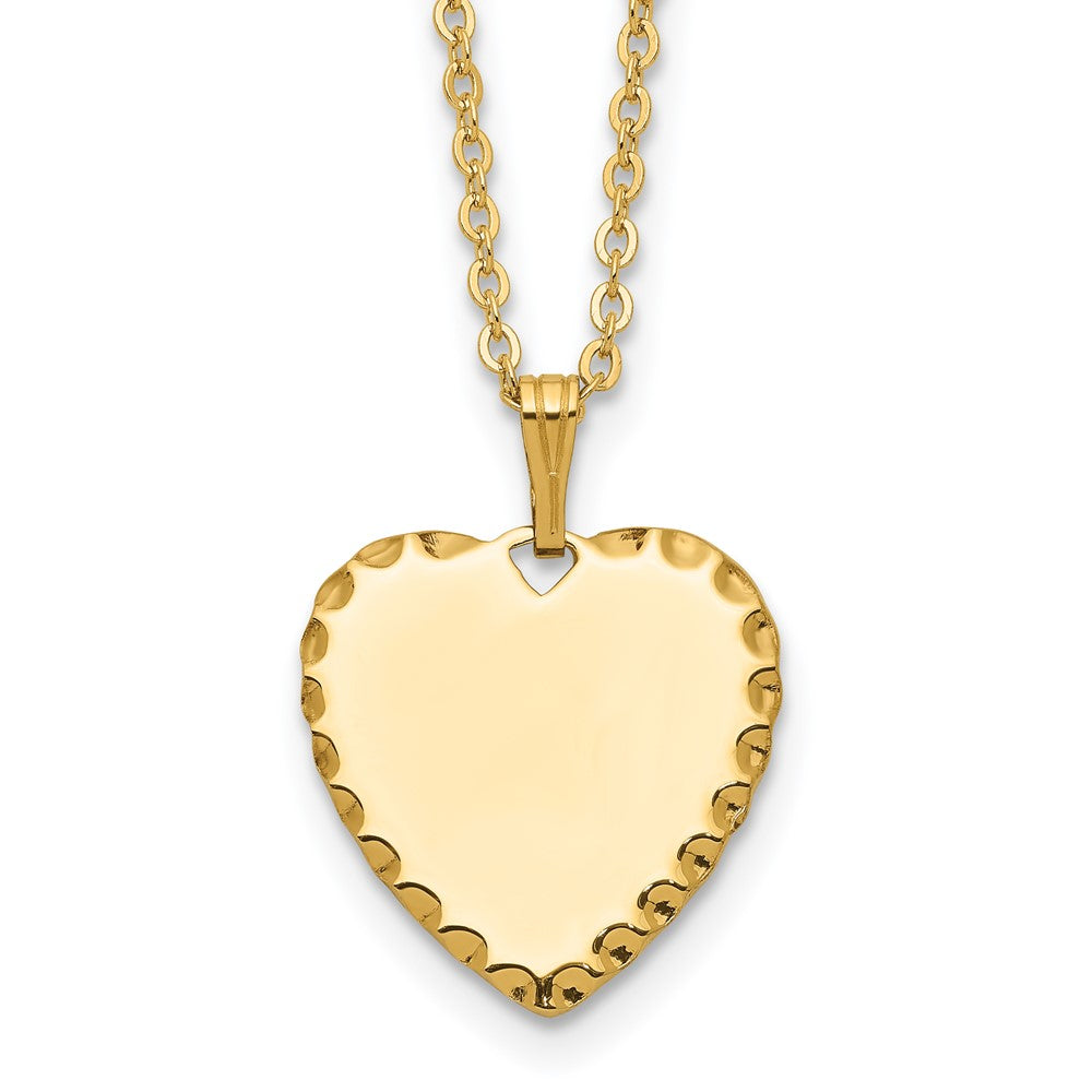 Kelly Waters Gold-plated Polished Engraveable Heart Disc 18 inch Necklace, 18 mm