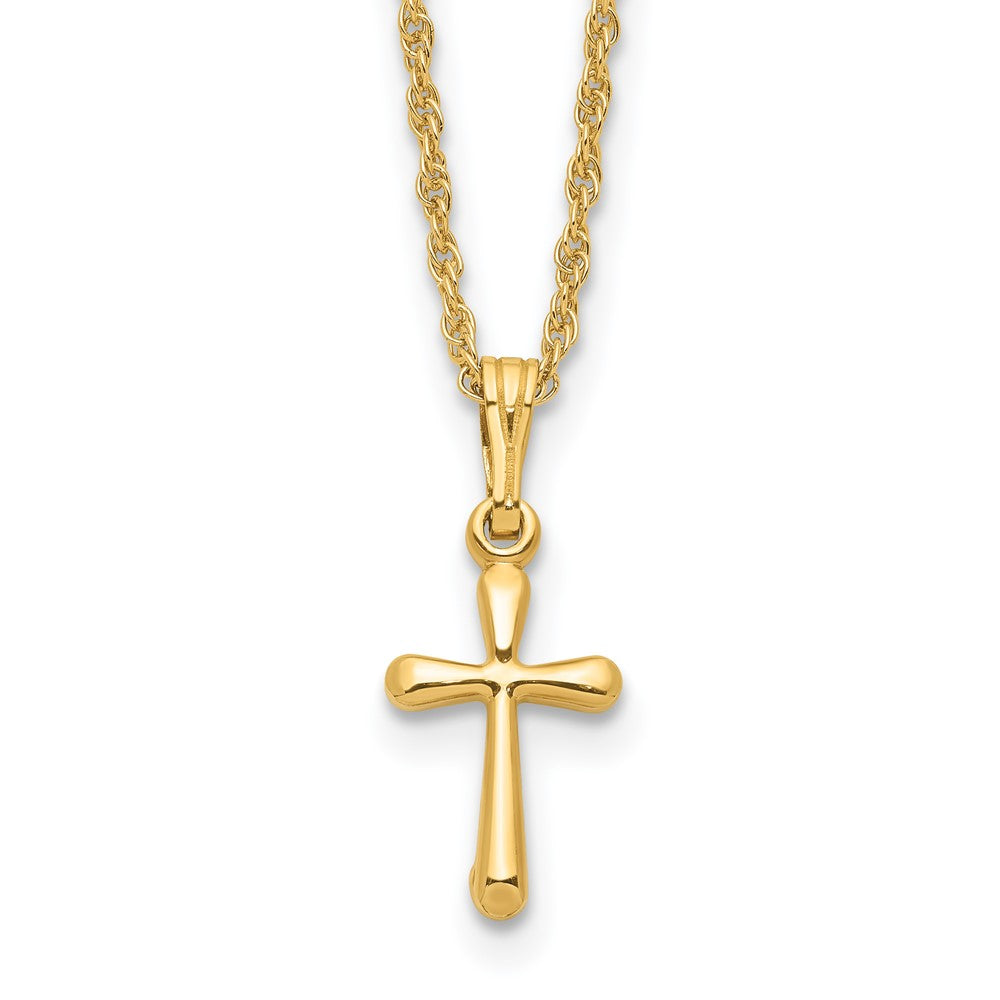 Kelly Waters Gold-plated Small Polished Rounded Cross 18 inch Necklace, 18 mm