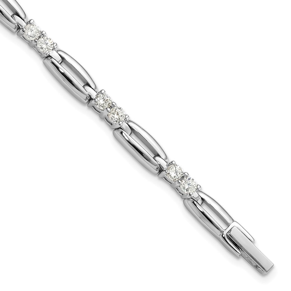 Kelly Waters Rhodium-plated CZ Link 7.25 inch Bracelet, 7.25 x 3 mm