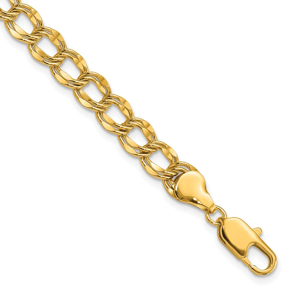 Kelly Waters Gold-plated 6.5mm Double Link Charm 8.25 inch Bracelet, 8.25 x 6.5 mm