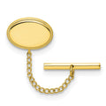 Kelly Waters Gold-plated Oval Beaded Engravable Tie Tac with Safety Chain