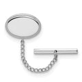 Kelly Waters Rhodium-plated Oval Beaded Engravable Tie Tac with Safety Chain