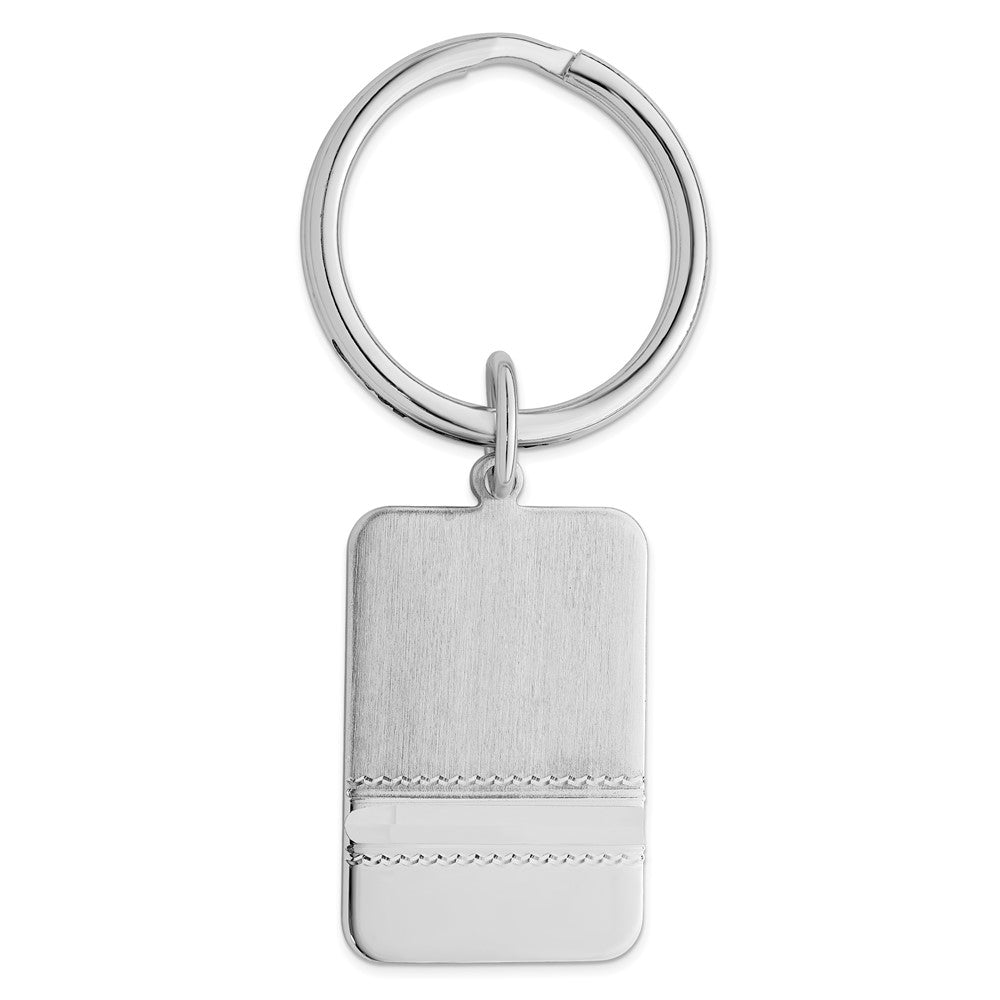 Rhodium-plated Kelly Waters Satin Key Ring with Polished End