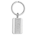 Rhodium-plated Kelly Waters Key Ring with Swirl Pattern Center
