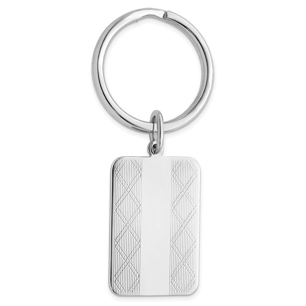 Rhodium-plated Kelly Waters Key Ring with X-pattern Sides