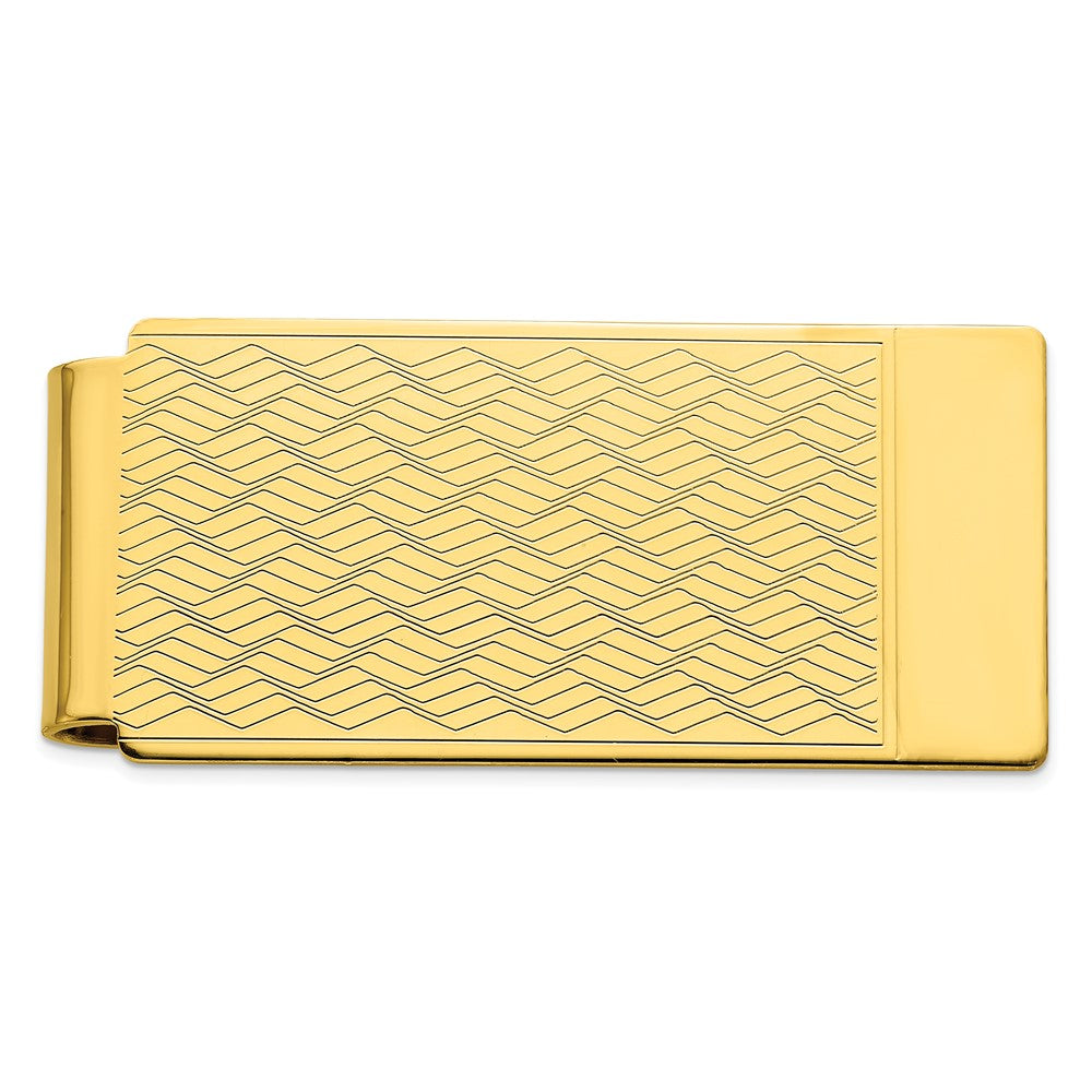 Gold-plated Kelly Waters Woven Pattern Hinged Money Clip