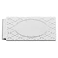 Rhodium-plated Kelly Waters Hinged Money Clip with Crosshatch and Engravable Oval Center