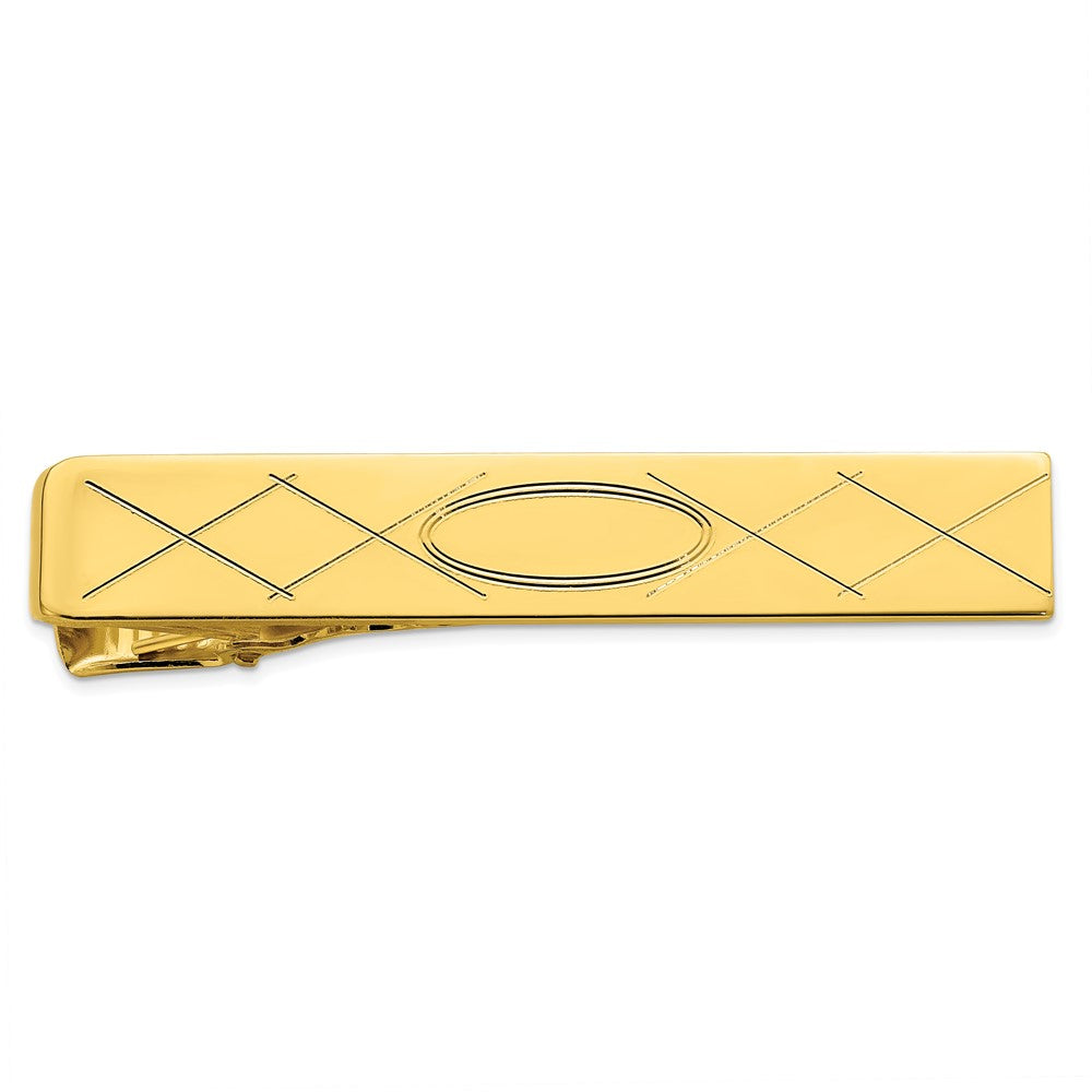 Kelly Waters Gold-plated with Criss Cross and Oval Center Tie Bar