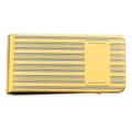 Gold-plated Kelly Waters Money Clip with Lines and Engravable Rectangle