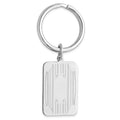 Rhodium-plated Kelly Waters Key Ring with Lines and Cut Corners