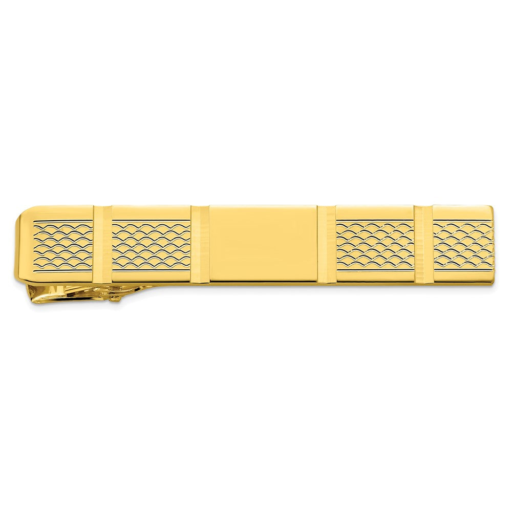 Kelly Waters Gold-plated Facet Cut Patterned Tie Bar
