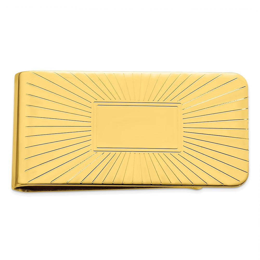 Gold-Plated Kelly Waters Engravable Grooved Starburst Money Clip