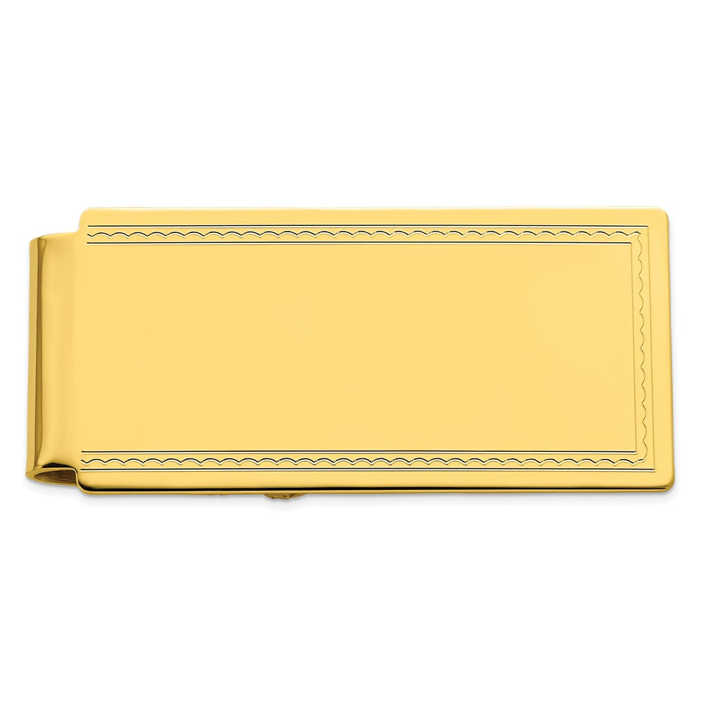 Gold-Plated Kelly Waters Hinged Engravable Rope Edge Money Clip