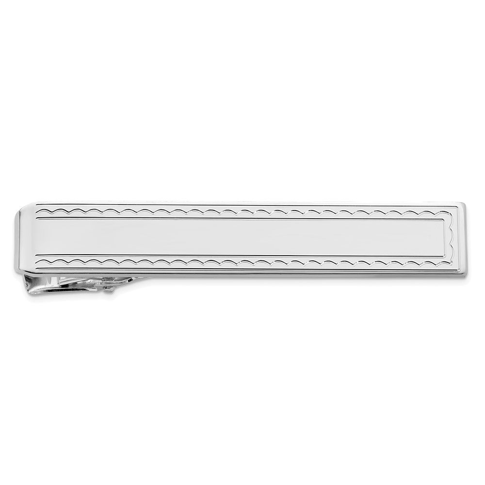 Kelly Waters Rhodium-plated Rope Edge Engraveable Tie Bar