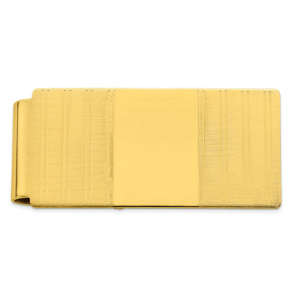 Gold-Plated Kelly Waters Hinged Engravable Grooved Money Clip