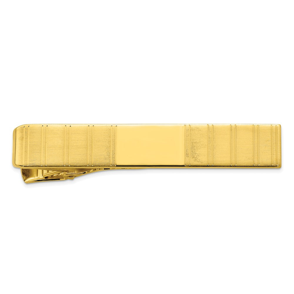 Kelly Waters Gold-Plated Grooved Engravable Tie Bar