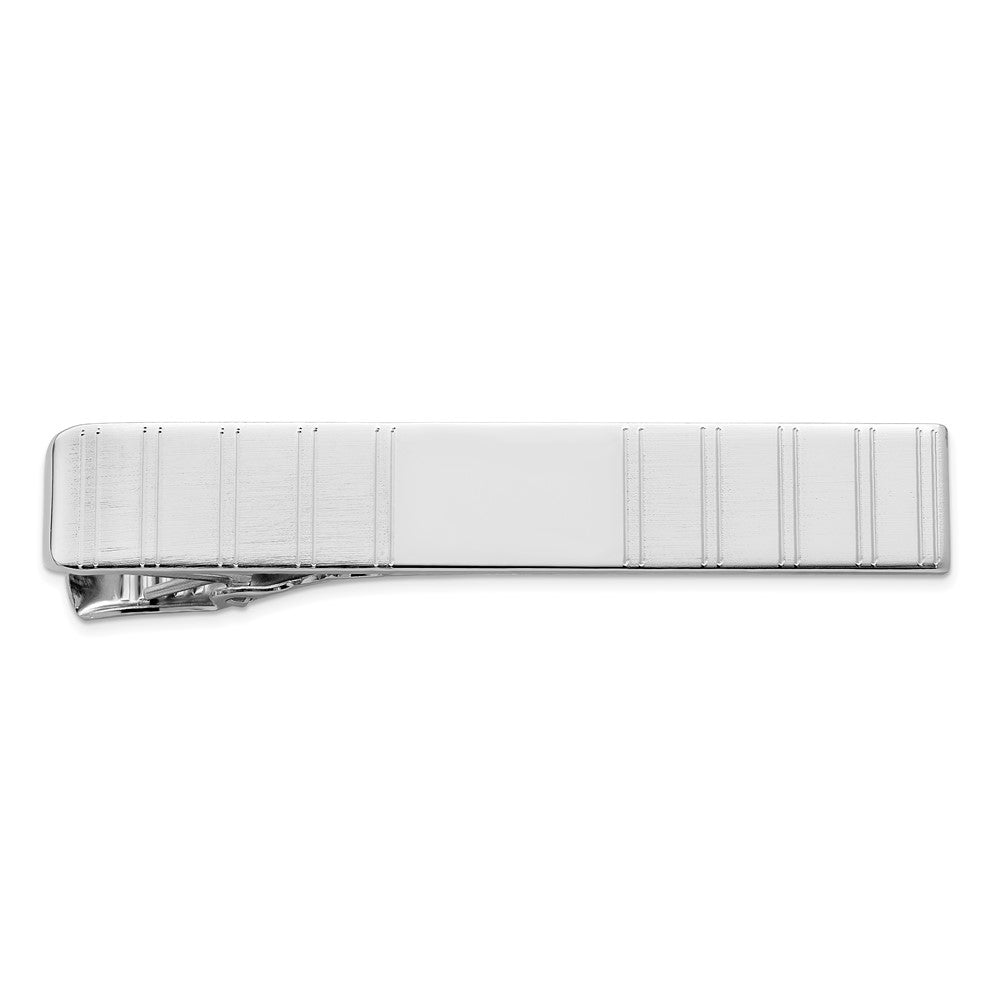 Kelly Waters Rhodium-plated Grooved Engravable Tie Bar