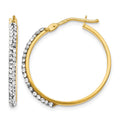 14K Crystals Polished Hoop Earrings, 25 x 2 mm