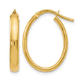 14K Polished Oval Hoop Earrings, 22 x 3 mm