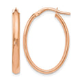 14K Rose Gold Polished Oval Hoop Earrings, 24 x 3 mm