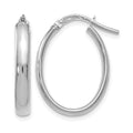 14K White Gold Polished Oval Hoop Earrings, 22 x 3 mm
