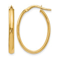 14K Polished Oval Hoop Earrings, 24 x 3 mm