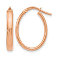 14K Rose Gold Polished Oval Hoop Earrings, 22 x 3 mm