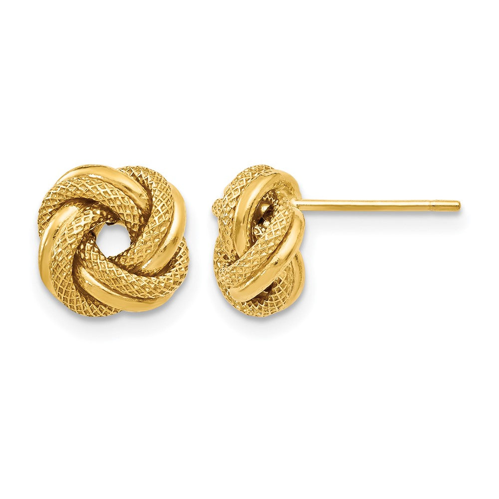 14K Polished D/C Love Knot Post Earrings, 8 x 8 mm